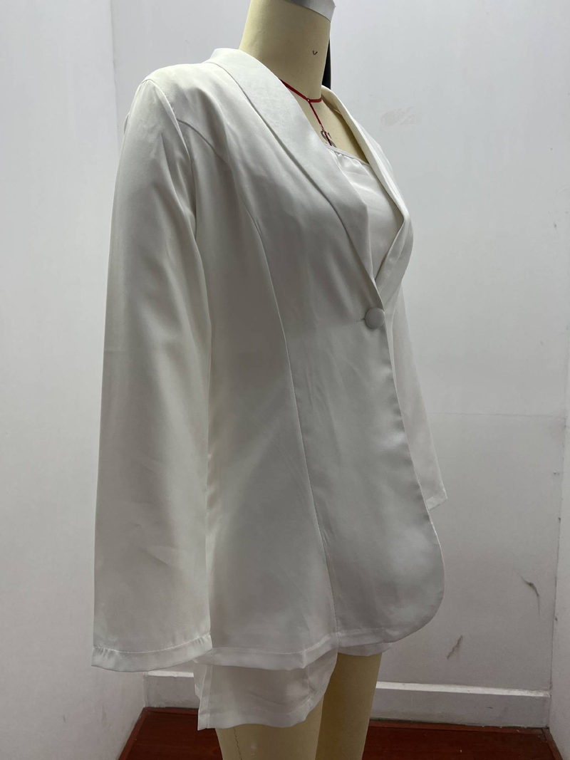 2023 Spring/Summer Solid Tank Top Suit Coat Fashion Temperament High Waist Shorts Three Piece Women's Wear_voghion.com