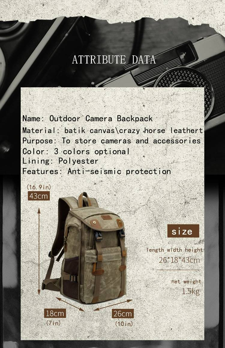 Mochila retro impermeable para cámara para hombre, bolsa para cámara profesional para fotografía al aire libre, para Canon, Nikon, Sony, cámara multifuncional_voghion.com