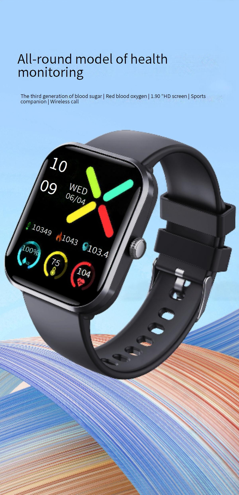 Smart Watches F96 Bracelet SOS Alarm Heart Rate Blood Pressure Body Temperature Bluetooth Call Non Invasive Blood Sugar Measurement Smart Watch_voghion.com