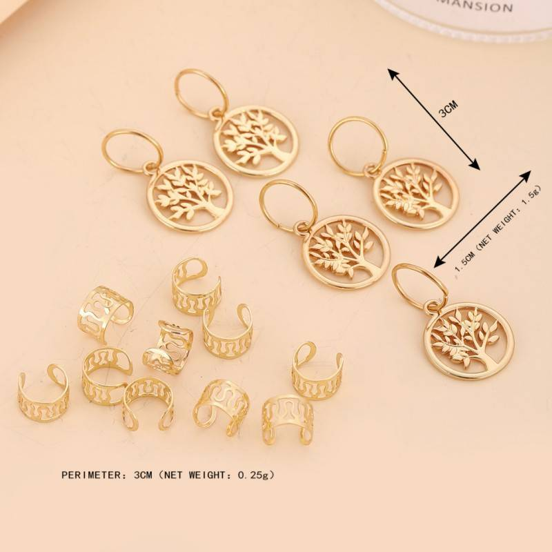 15-teiliges Set personalisierter hohler Haarspangen aus Metall in Dreadlock-Blattform, Haarschmuck zum Flechten von Perücken_voghion.com