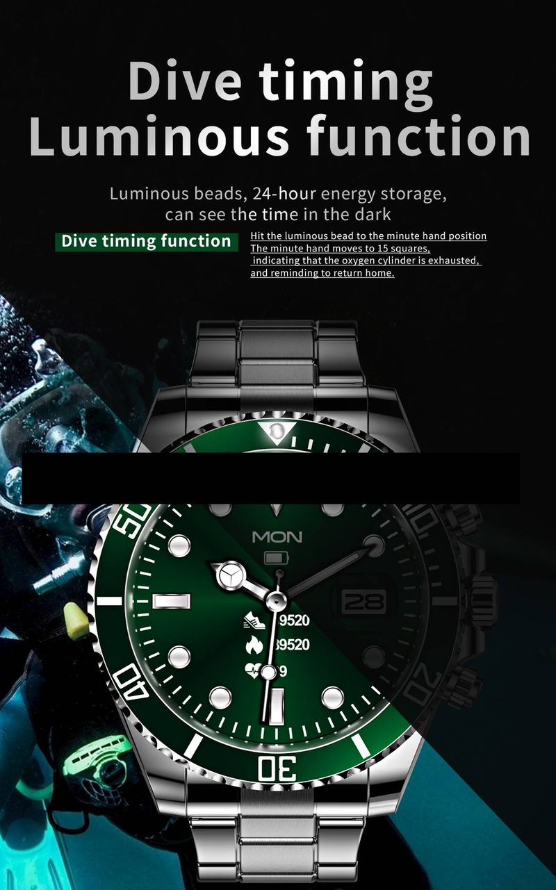 Relógio inteligente masculino AW12 com moldura giratória, chamadas Bluetooth, monitor de frequência cardíaca e pressão arterial, rastreador de condicionamento físico à prova d'água_voghion.com