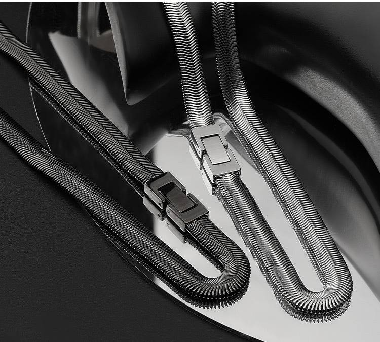 Men And Women's Jewelry 8MM Flat Snake Bone Chain Hip Hop Titanium Steel Necklace For Couples, Customizable Short Collarbone Chain_voghion.com