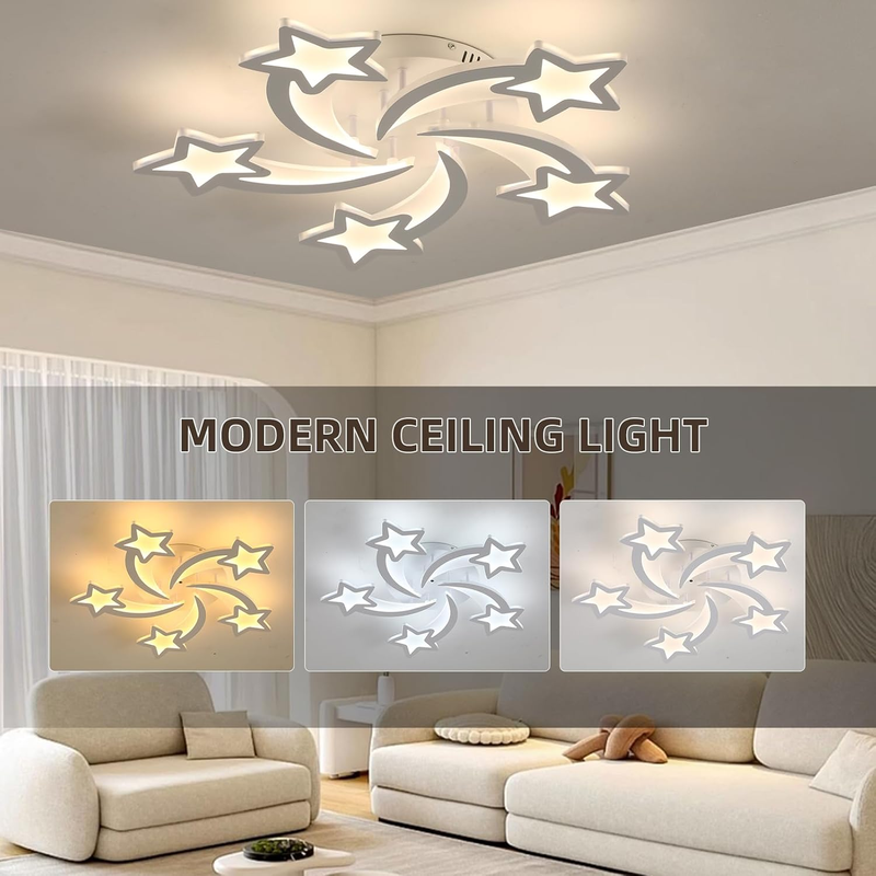 Plafonniers LED modernes, 8 luminaires carrés, plafonnier à intensité variable, plafonniers encastrés 80 W, 3 000-6 000 K_voghion.com