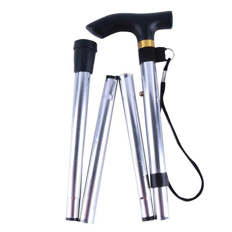 Bastone da trekking ultra corto pieghevole a cinque sezioni, per arrampicata, turismo, alpinismo, bastone con impugnatura a T, bastone telescopico con regolazione a cinque velocità_voghion.com