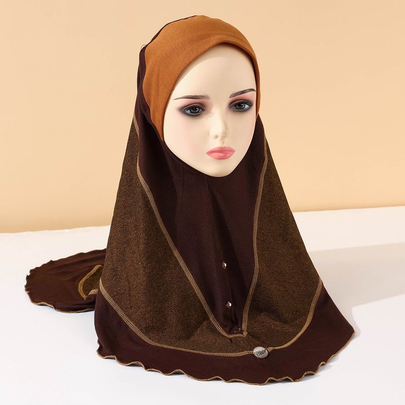 Women's Hijab summer new headscarf denim contrast color stitching style pullover headscarf ladies headscarf_voghion.com