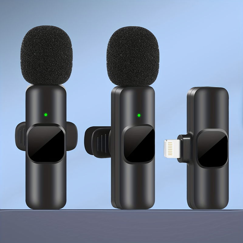 Professional Wireless Lavalier Lapel Microphone For IPhone, IPad - Cordless Omnidirectional Condenser Recording Mic For Interview Video Podcast Vlog _voghion.com