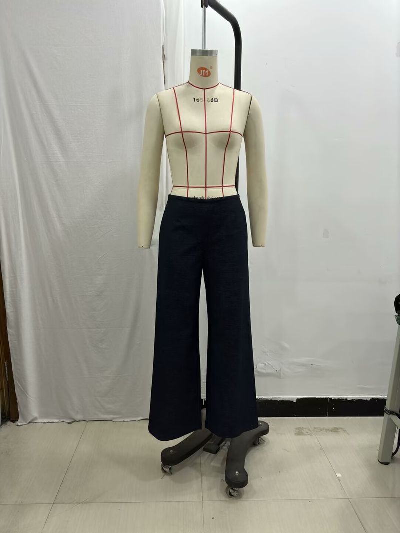 Women's clothing 2024 summer new item denim linen suit vest lantern pants set_voghion.com