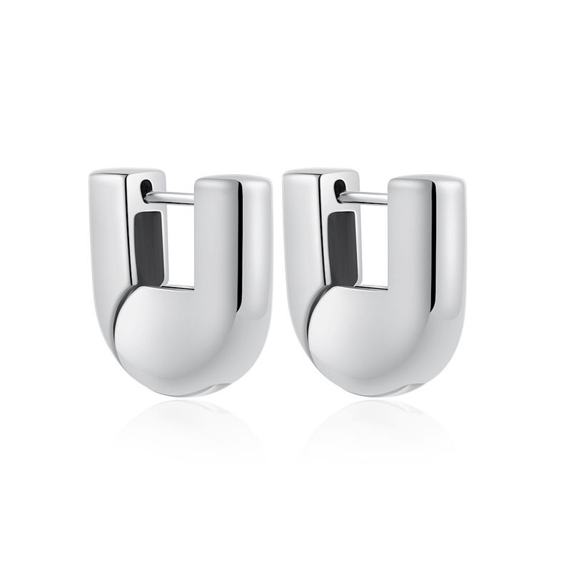 Unisex Simple Geometric U Shaped Earrings For Women With Cold Temperament Metal Niche Versatile Earrings_voghion.com