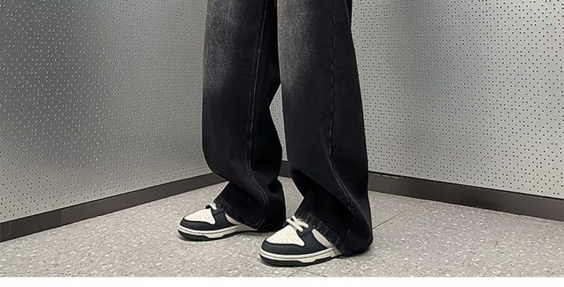Verwaschene gerade Jeans für Herren im Frühling und Herbst im amerikanischen Stil mit lockerem weitem Bein, übergroße, lässige, trendige Sommerhose_voghion.com