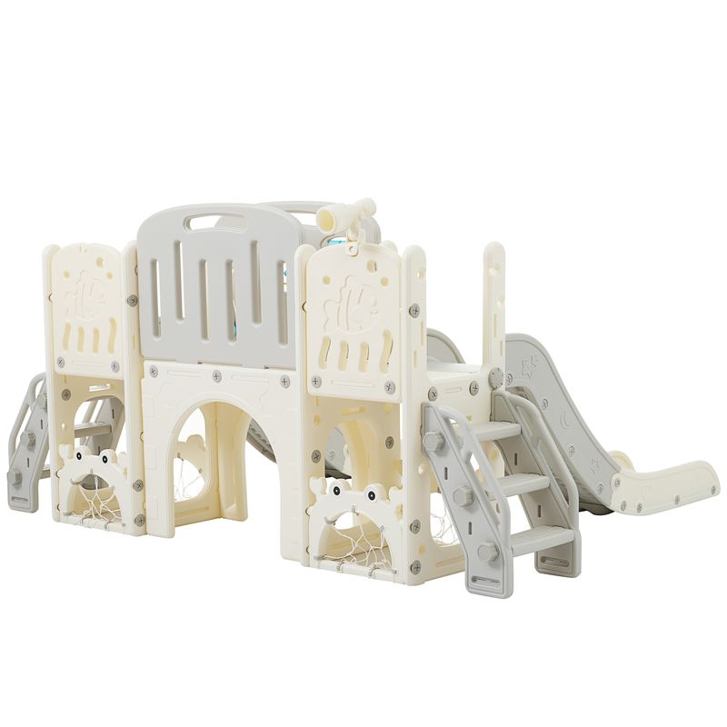 Kinderspielplatz-Set 8-in-1 con Rutsche, Bogentunnel, Basketballkorb e Teleskop_voghion.com