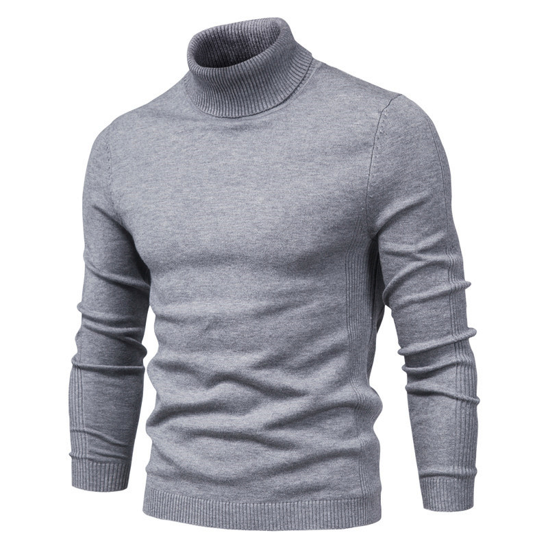 Herbst und Winter Neue Casual männer Einfarbig Pullover Pullover Hoher Kragen männer Casual Strickwaren Gewinde Hemd_voghion.com