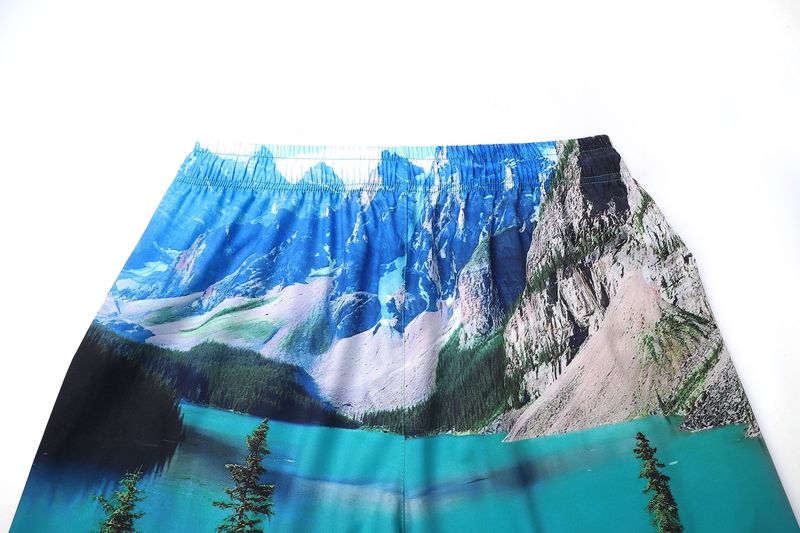 Men's Clothing Summer Lakeside Forest Pattern Printed Trousers Beach Pants_voghion.com