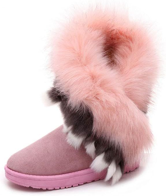 Women's Fur Tassel Winter Snow Boot Suede Flat Ankle Boots_voghion.com