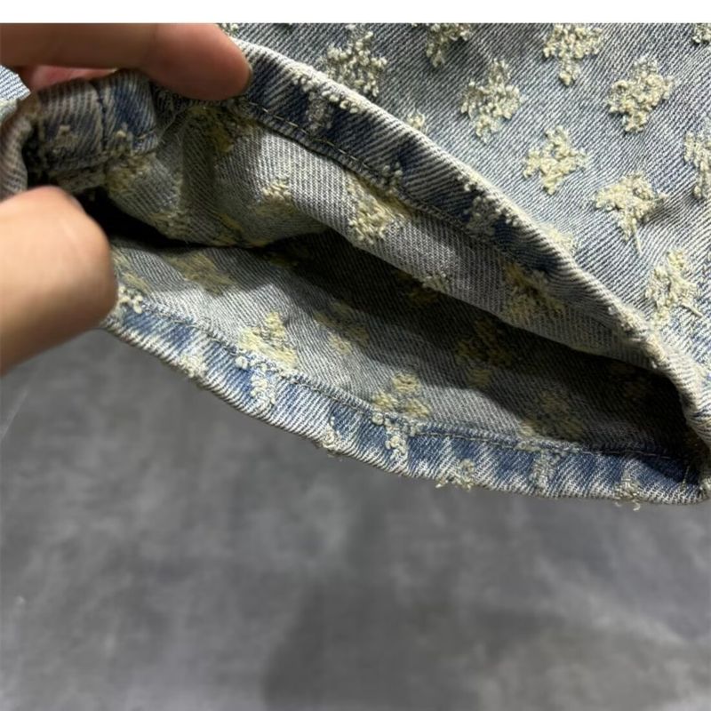 Veste en jean à épaulettes pour hommes, style de niche, patchwork, veste décontractée délavée en détresse pour hommes, costume deux pièces, printemps et automne_voghion.com