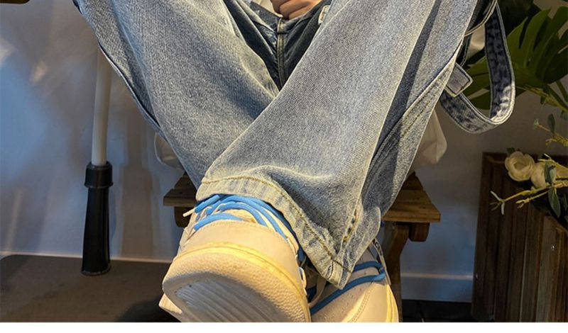 Workwear jeans men's spring and autumn loose straight wide leg trendy ins high street plus size casual long pants_voghion.com