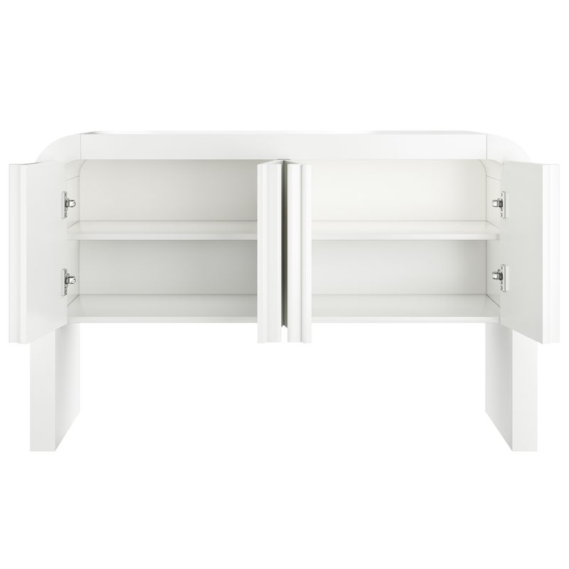 Credenza Weiß Mit Abgerundeter Ecke, Magnetischen Türen, Kippsicherung_voghion.com