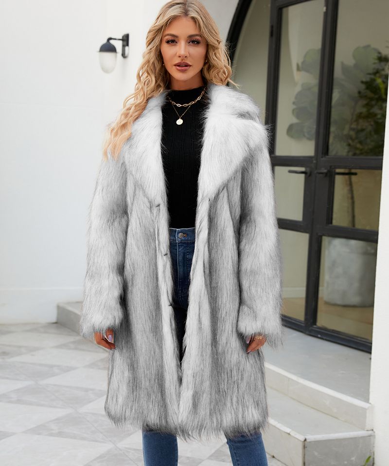 Women's Clothing Faux Fur Coat Artificial Fur Coat Imitation Fox Fur Coat Suit Collar Coat_voghion.com