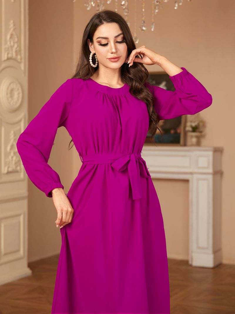 Abito lungo da donna con gonna lunga e vestibilità slim fit e dal temperamento semplice_voghion.com