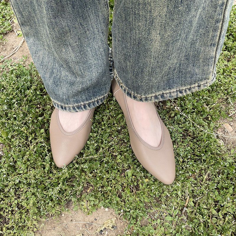 2024 Schaffell Einzelnen Casual Künstlerische Flachen Mund Echtes Leder Slip-On Elegante Mode Frauen Schuhe Bequem_voghion.com