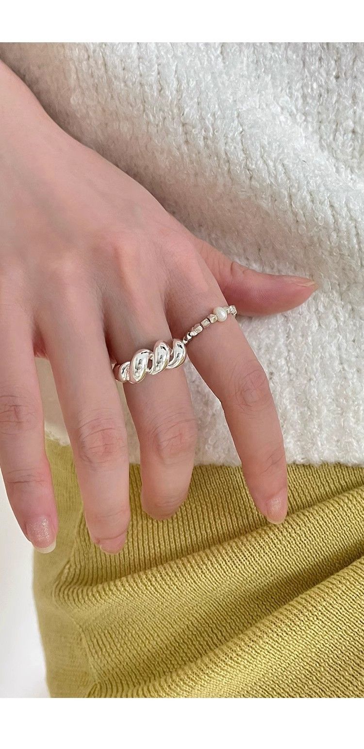 Sac en corne de vache torsadé en argent sterling pour femme, style cool, petite foule, minimaliste, creux, enroulement_voghion.com