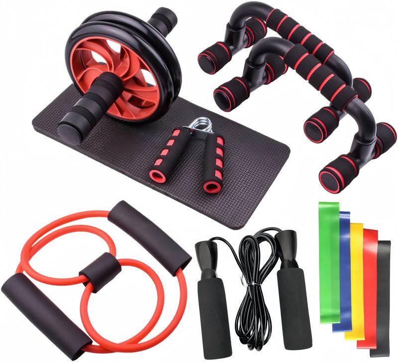 Conjunto de 7 ruedas abdominales para flexiones en casa, multifuncional, deportivo, entrenamiento integral, fitness_voghion.com