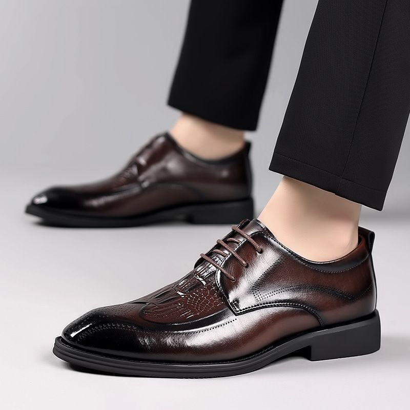 Oberschicht Rindsleder im britischen Stil Business Formal Echtleder Brogue Schuhe Herren Krokodilmuster_voghion.com