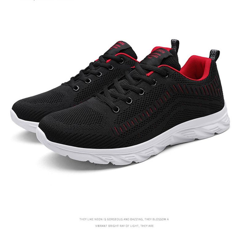 Scarpe da ginnastica da uomo alla moda in maglia con lacci, scarpe da ginnastica da passeggio per corsa atletica all'aperto_voghion.com