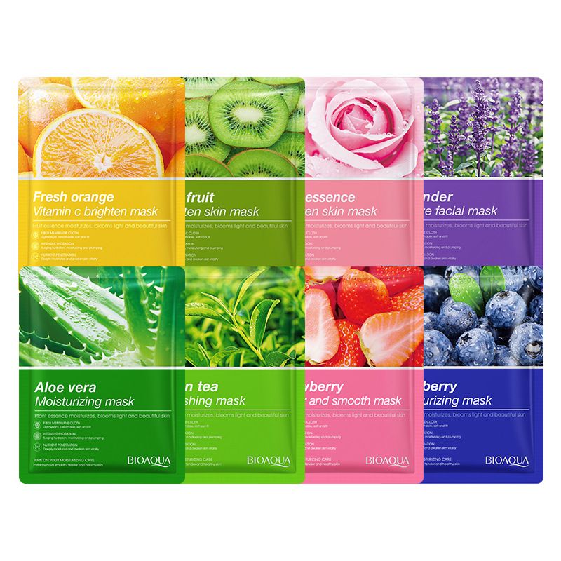 Maschera viso idratante per la pelle con frutta e piante BIOAOUA in inglese_voghion.com