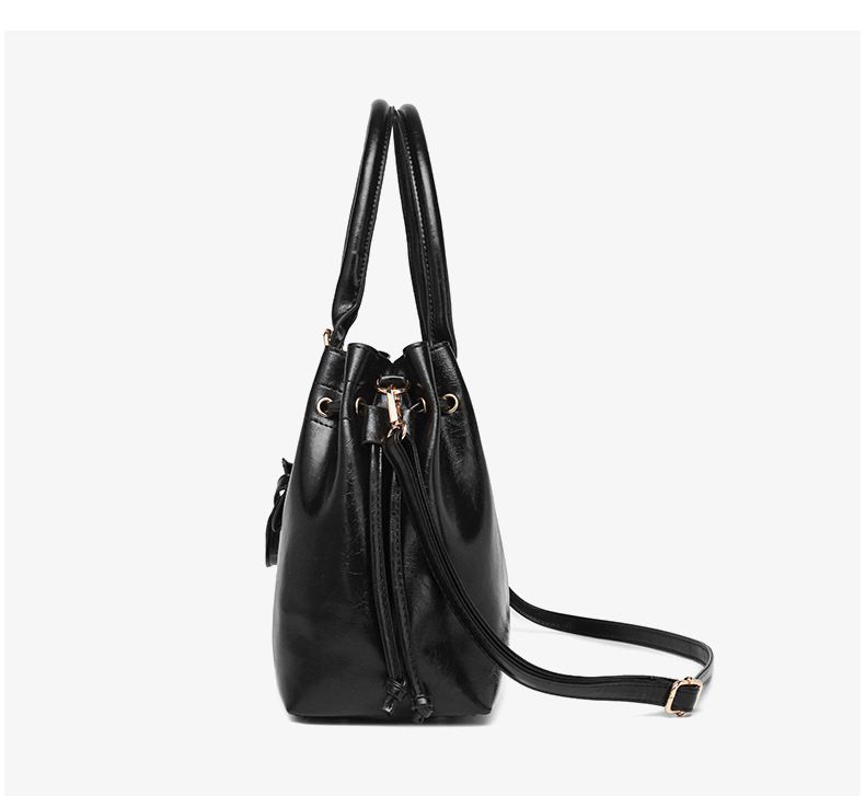 Women's Stylish Crossbody Bucket Bag - Spacious PU Leather Handbag With Magnetic Closure For Daily Use (Black, Wine Red)_voghion.com