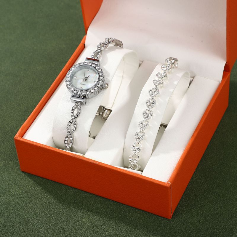 Fashion diamond ladies watch female quartz watch adjustable bracelet watch two-piece bracelet set gift box women's watch_voghion.com