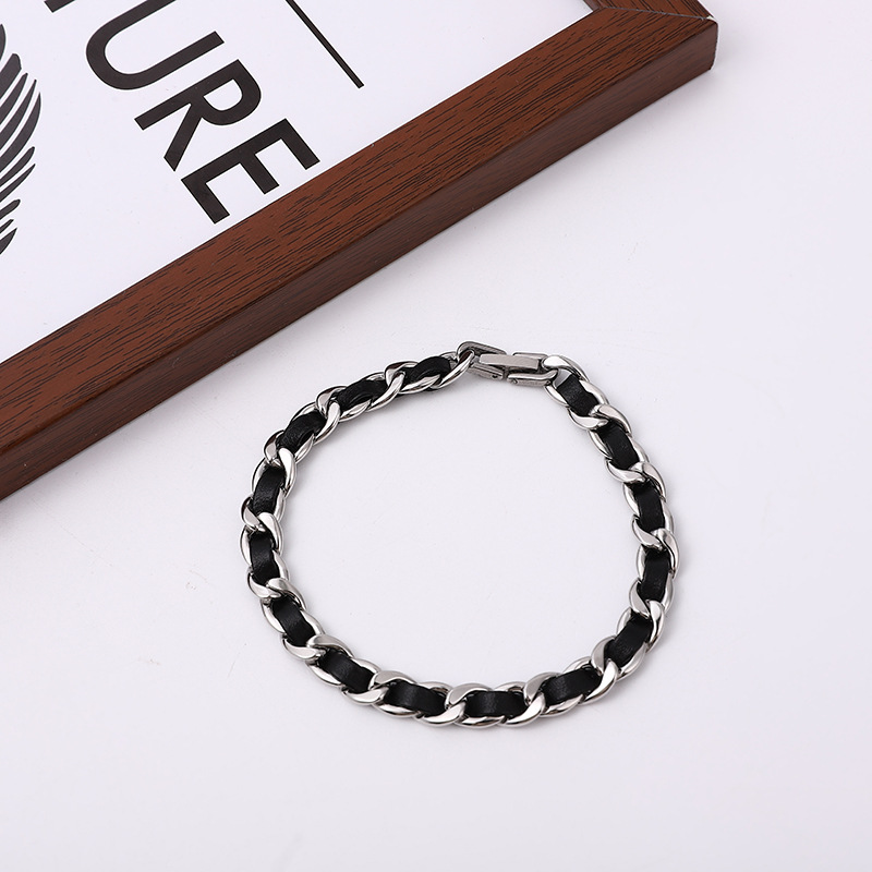2024 New Leather Braceet, Trendy High Sense Instagram, Men's Sma and Simpe Hip Hop Neckace, Fu body Titanium_voghion.com