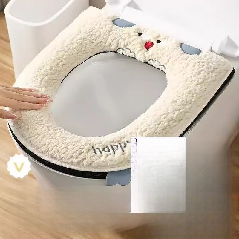 Cuscino invernale impermeabile ispessito per sedile domestico con cerniera tipo copriwater universale per tutte le stagioni_voghion.com