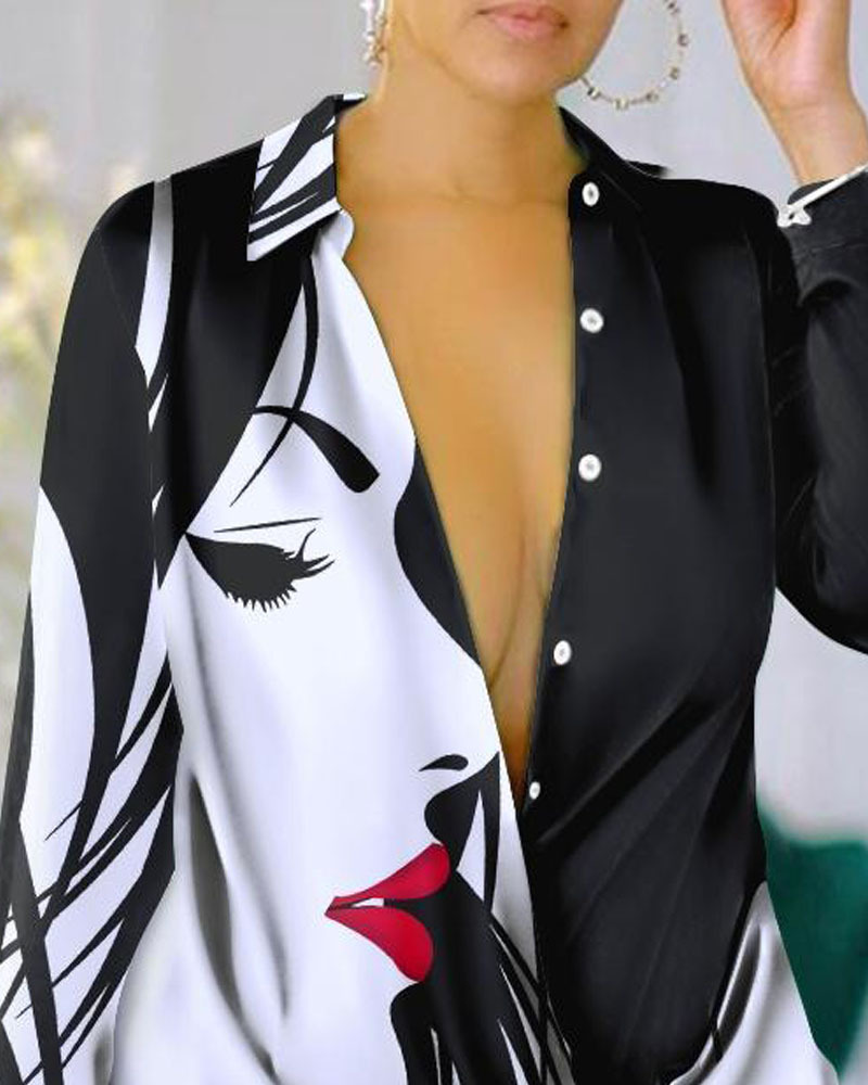 Sexy, modisch bedrucktes Langarmshirt für Damen_voghion.com