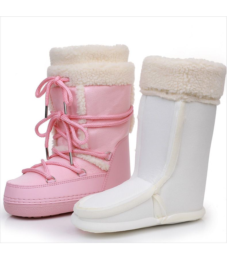 Lamb Wool High Tube Suede Space Boots Women's Ski Boots Warm_voghion.com
