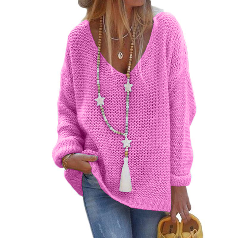 Vêtements pour femmes pulls pour femmes pulls col en v à manches longues hauts tricotés pulls pour femmes_voghion.com