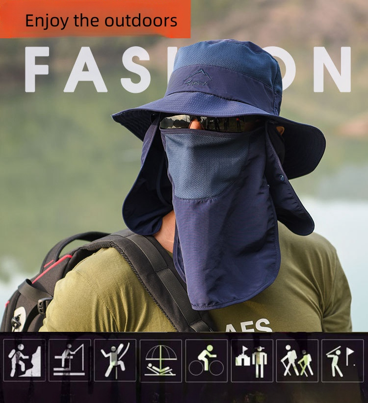 Trendy men's and women's sun hats Outdoor quick-drying sunscreen hats Fishing breathable sun hats face mask hats_voghion.com