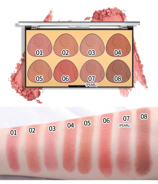 Miss Rose 8 Colours Waterproof Matte Blush Subtil Palette Makeup Long Lasting Contour Blush Highlighter and Bronzer Flush Powder Cosmetic_voghion.com