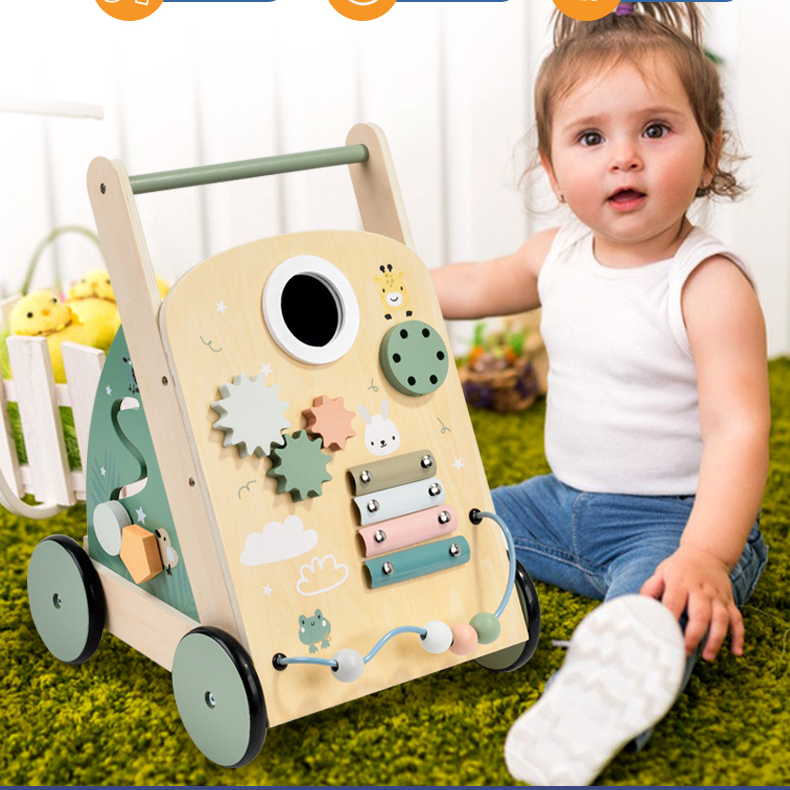 Brinquedo de madeira multifuncional andador de bebê carrinho de bebê de um ano de idade aprender a andar andador brinquedos infantis_voghion.com