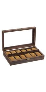 Uhrenbox, Schmuck-Sammelbox, Display, Glas-Arbeitsplatte, Schmuckschatulle, Aufbewahrungsbox, Armband-Kollektion, 12 Uhren für Männer und Frauen_voghion.com