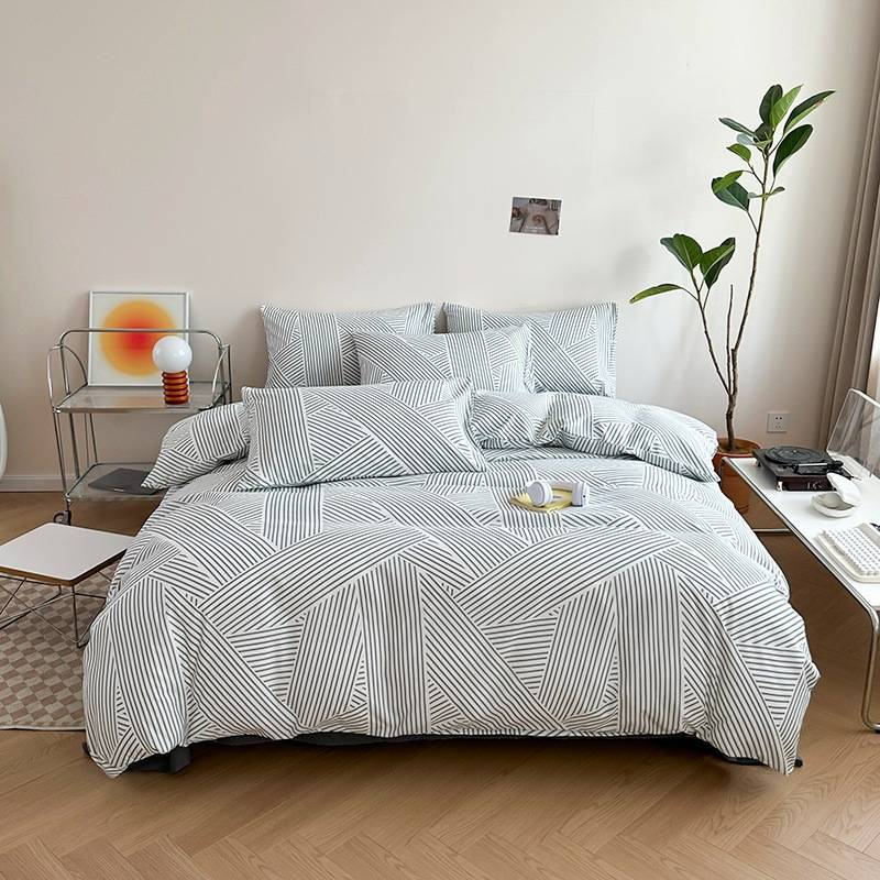 Bedding Sets Aesthetic Checkered Duvet Cover Set - 4 Piece Soft Cotton Bedding In Black & White_voghion.com