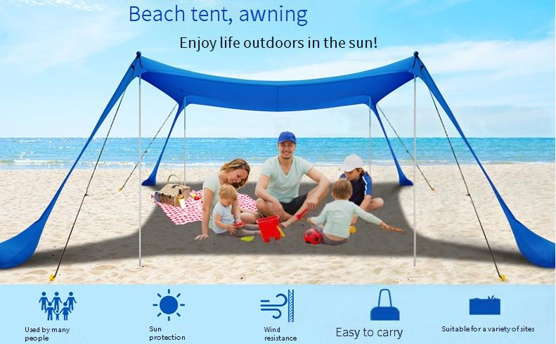 Tenda da spiaggia portatile con tettuccio in lycra - Protezione solare UV per campeggio, picnic e relax all'aperto_voghion.com