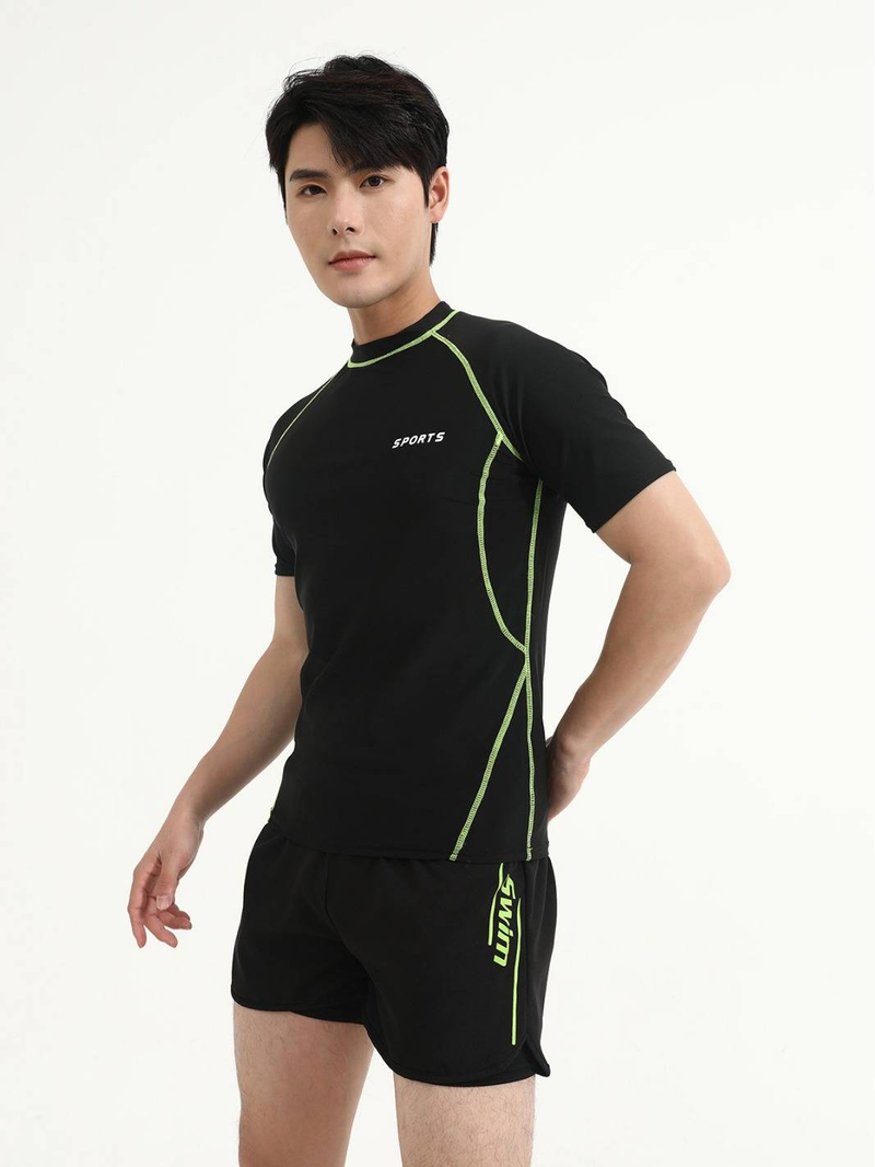 Traje de baño Green-line, bañador, conjunto de baño para hombre, bañador de entrenamiento de dos piezas, bañador de dos capas de tres piezas, bañador de playa_voghion.com