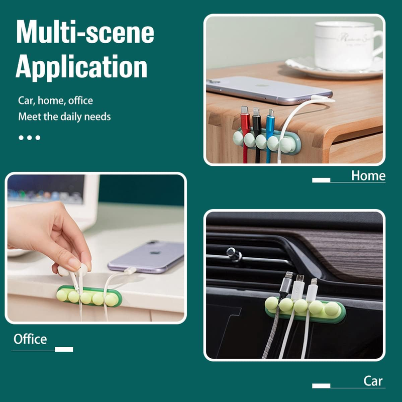 3-pakning med kabelklemmer, USB-kabelorganisator, ladekabelholder, ledningshåndtering for bil, kontor, skrivebord, arbeidsbenk, soverom, nattbord (3-pakning)_voghion.com