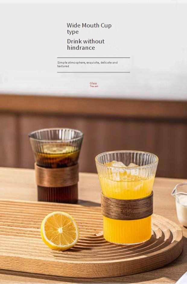 Glasbecher mit vertikalen Streifen – hitzebeständiges, elegantes Design für Eiskaffee und kalte Getränke, perfektes Geschenk und für den Heimgebrauch_voghion.com