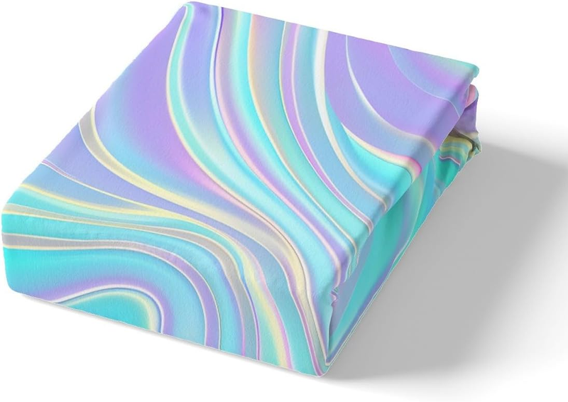 Copripiumino tie-dye viola-verde acqua per lettino, copripiumino con linee curve astratte, set di biancheria da letto sfumata, set di biancheria da letto sfumata con 2 federe, arredamento per la camera da letto_voghion.com
