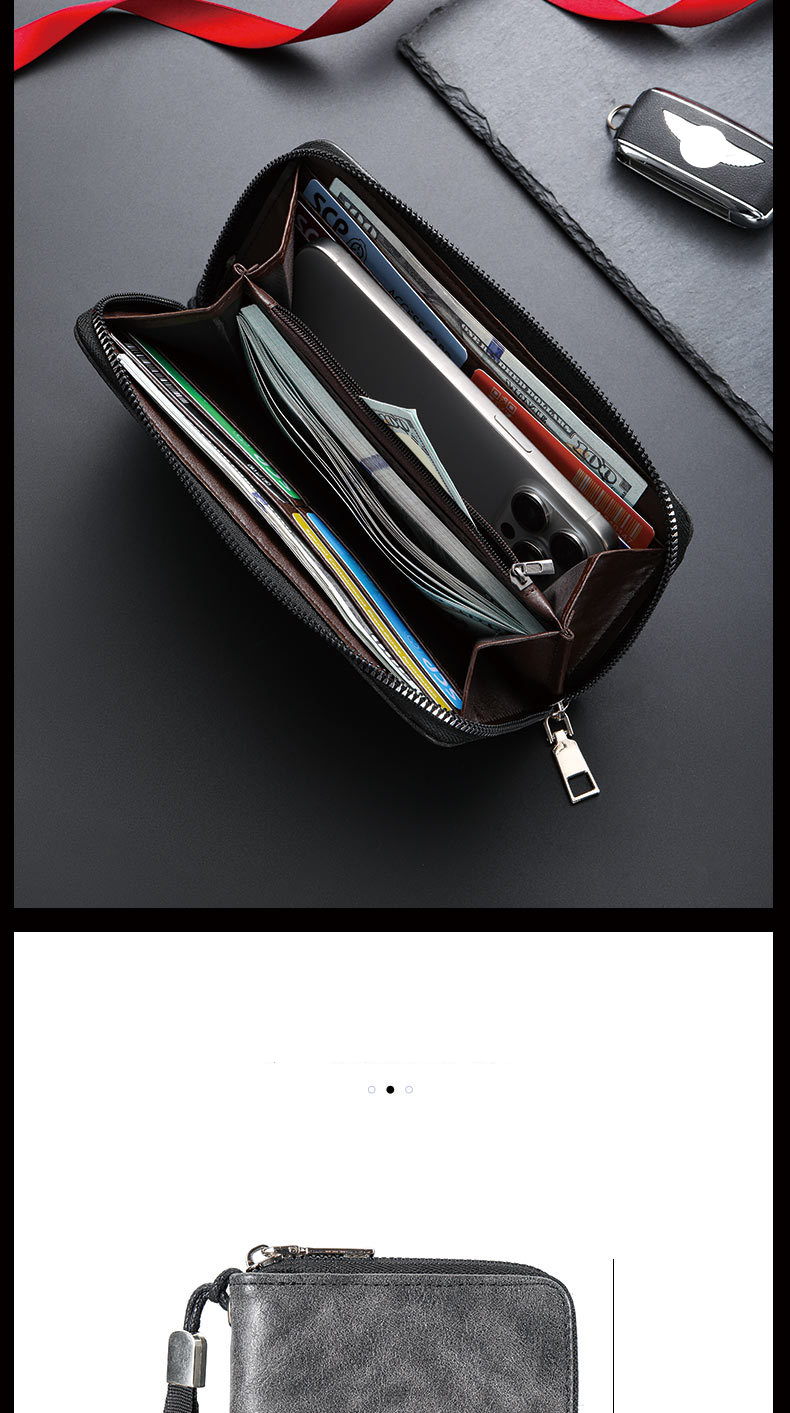 New Men's Wallet Casual Multi Card Slot Long Wallet Mobile Phone Coin Purse Large Capacity Clutch Bag_voghion.com