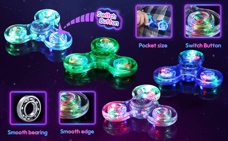 Fidget Spinner für Kinder, 2er-Pack, leuchtendes sensorisches Zappelspielzeug für Erwachsene und Kinder im Alter von 4–8–12 Jahren mit Autismus und ADHS, Angstspielzeug zum Stressabbau, Geschenke für Teenager und Jungen_voghion.com