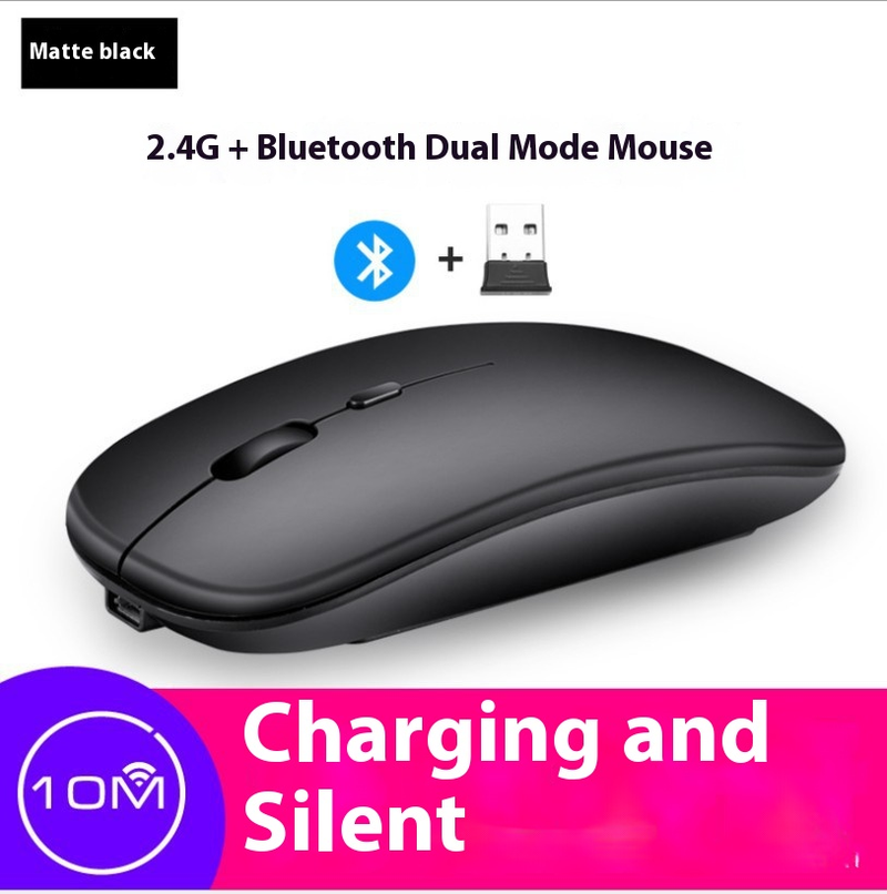 Rechargeable Silent Wireless Mouse – Bluetooth & 2.4G Dual-Mode, 1600DPI, Ergonomic Design For Laptop/PC_voghion.com