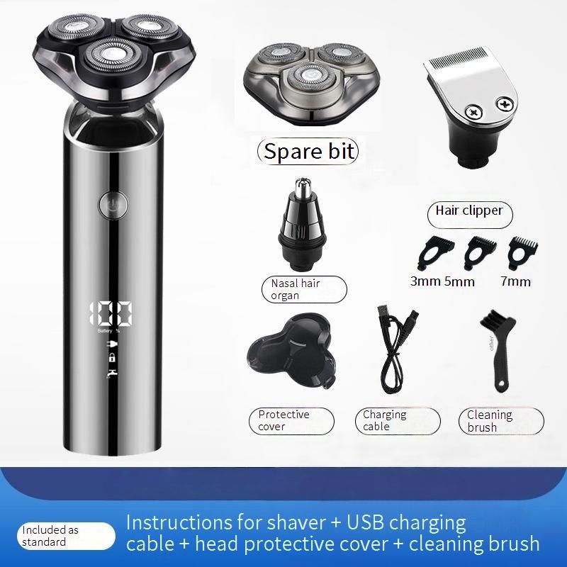 Multi-Grooming Electric Shaver For Men – 3D Floating Heads, 80-Min Runtime, USB Charging, Waterproof & All-in-One Kit (LED Display)_voghion.com