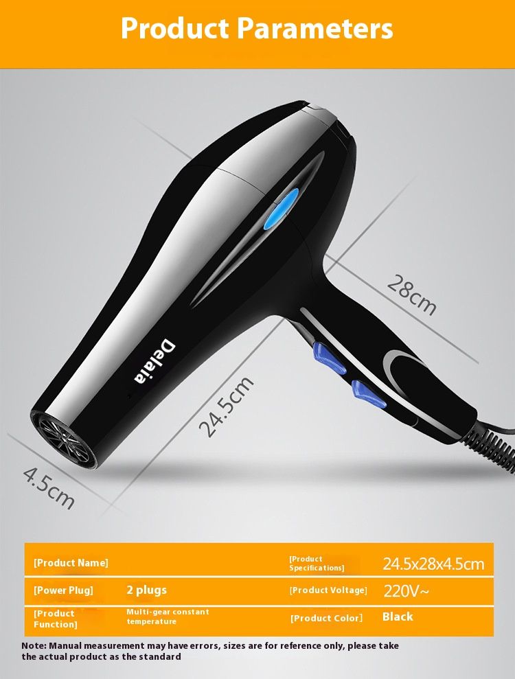 Hair Dryer - 1200W Professional Blow Dryer With 3 Heat/Cool Settings, Ionic Technology & Concentrator Nozzle For Home & Salon Use_voghion.com